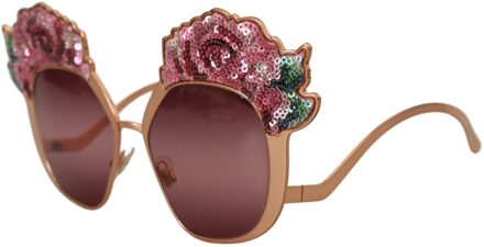 Dolce & Gabbana Pink Gold Rose Sequin Borduursel DG2202 Dames Zonnebril Roze - One Size