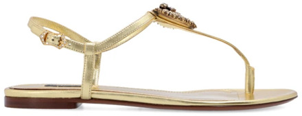 Dolce & Gabbana Platte Sandalen met Enkelgesp Dolce & Gabbana , Yellow , Dames - 37 1/2 Eu,36 Eu,36 1/2 EU