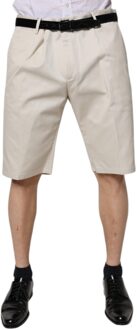 Dolce & Gabbana Plissé Katoenen Shorts Casual Ivoor