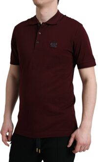 Dolce & Gabbana Polo Shirt Bordeaux Korte Mouwen - maat EU 46 Donkerrood