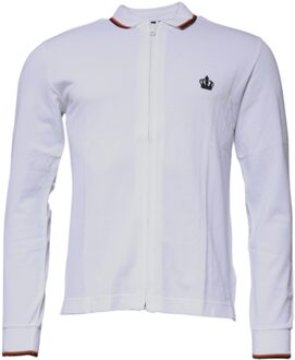 Dolce & Gabbana Poloshirt met lange mouwen en rits met kroon detail - maat Wit