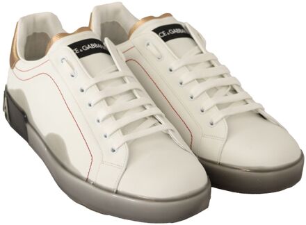 Dolce & Gabbana Portofino Leren Sneakers Cs1759 Ivoor - EU 40