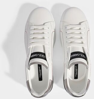 Dolce & Gabbana Portofino Sneakers - Dolce & Gabbana - Leer - Wit/Zilver - maat