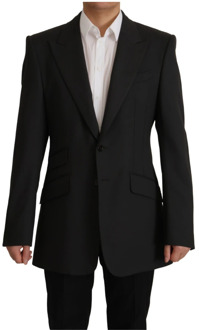 Dolce & Gabbana Prachtige Zwarte Wol Single Breasted Blazer Dolce & Gabbana , Black , Heren - M