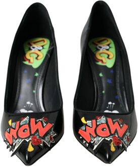Dolce & Gabbana Puntige Hakpump Zwart Gepatenteerd Leer - EU 37