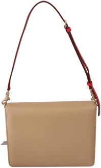 Dolce & Gabbana Purple Beige Red Leather Crossbody Purse Damestas - maat Paars