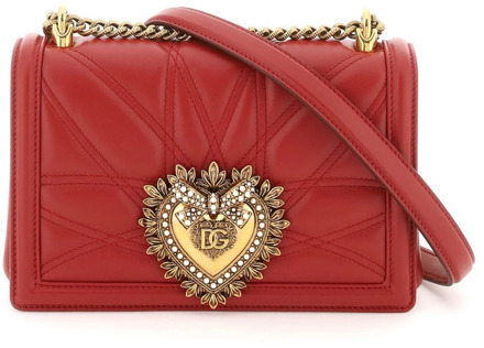 Dolce & Gabbana Quilted Nappa Leren Medium Devotion Tas Dolce & Gabbana , Red , Dames - ONE Size