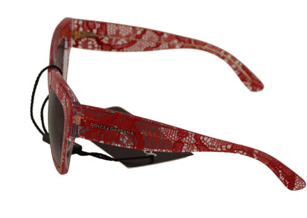 Dolce & Gabbana Red Lace Acetaat Rechthoekige tinten Dames zonnebril - maat Zwart
