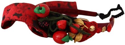 Dolce & Gabbana Red Tiara Berry Fruit Crystal Bow Hair Diadeem dameshoofdband Zwart - One Size