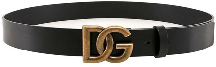 Dolce & Gabbana Riem met Crossover DG Logo Gesp Dolce & Gabbana , Black , Heren - 90 Cm,85 Cm,95 Cm,100 CM