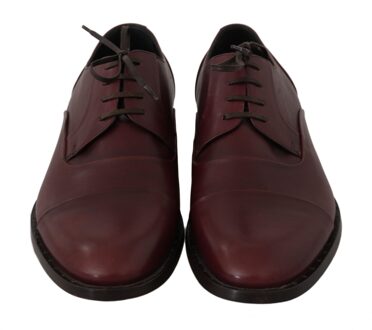 Dolce & Gabbana Rode Bordeaux Leren Derby Formele Schoenen Paars