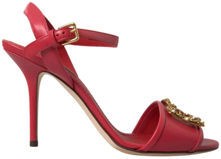 Dolce & Gabbana Rode Enkelband Stiletto Hakken Sandalen Dolce & Gabbana , Red , Dames - 38 EU