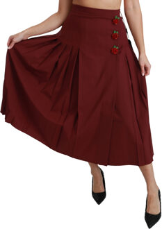 Dolce & Gabbana Rode geplooide maxi wollen rok met hoge taille voor dames Veelkleurig