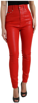 Dolce & Gabbana Rode High Waist Skinny Denim Jeans Dolce & Gabbana , Red , Dames - XS
