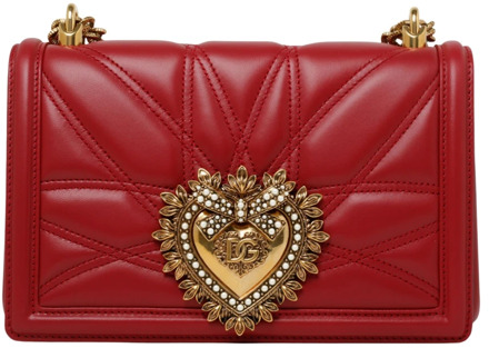 Dolce & Gabbana Rode Kalfsleren Medium Devotion Schoudertas Dolce & Gabbana , Red , Dames - ONE Size