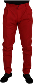 Dolce & Gabbana Rode Katoenen Broek Jeans Dolce & Gabbana , Red , Heren - Xl,Xs