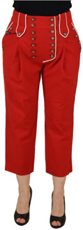 Dolce & Gabbana Rode knoopversierde hoge taille broek Dolce & Gabbana , Red , Dames - L