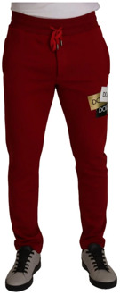 Dolce & Gabbana Rode Logo Patch Jogging Sweat Pants Dolce & Gabbana , Red , Heren - XS
