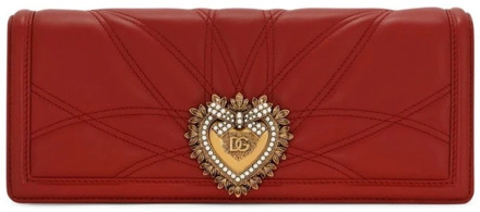 Dolce & Gabbana Rode Logo-Plaque Leren Clutch Tas Dolce & Gabbana , Red , Dames - ONE Size