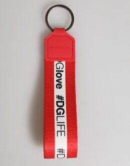 Dolce & Gabbana Rode Logo Polyester Zilveren Messing Houder Sleutelhanger Voor Mannen - maat Rood