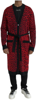Dolce & Gabbana Rode Luipaard Cardigan Sweater Dolce & Gabbana , Red , Heren - M