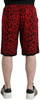 Dolce & Gabbana Rode Luipaardprint Shorts Stijl Pan75018 Rood