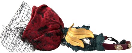 Dolce & Gabbana Rode met multikleurige rozenzijde kristallen netlogo diadeem hoofdband Rood - One Size