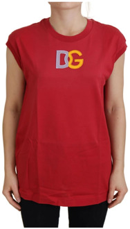 Dolce & Gabbana Rode Mouwloze Tank Top T-Shirt Dolce & Gabbana , Red , Dames - Xs,3Xs
