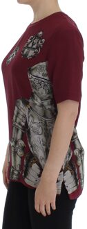 Dolce & Gabbana Rode Ridder Print Zijde Blouse T-shirt Zwart - M