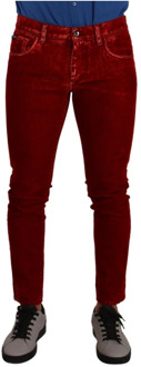 Dolce & Gabbana Rode Skinny Denim Jeans van Katoen met Stretch Dolce & Gabbana , Red , Heren