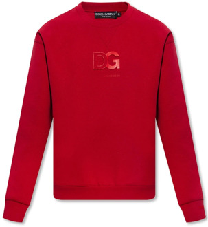 Dolce & Gabbana Rode Sweatshirt met Logo Relief Dolce & Gabbana , Red , Heren