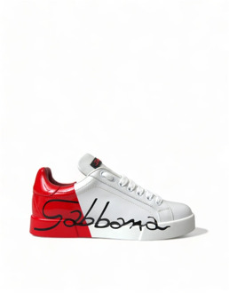 Dolce & Gabbana Rode Veterschoenen met Lage Top Dolce & Gabbana , White , Dames - 37 1/2 Eu,36 EU