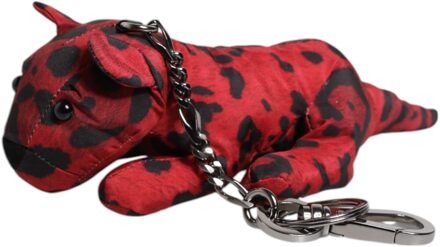 Dolce & Gabbana Rode Zwarte Polyester Dieren Silhouet Sleutelhanger Sleutelhanger Zwart/rood - One Size
