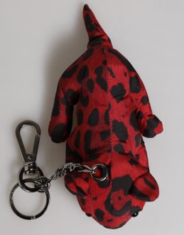Dolce & Gabbana Rood Zwart Polyester Dierensilhouet Tas Sleutelhanger Sleutelhanger - maat Zwart/rood