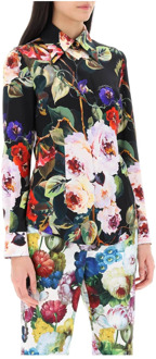 Dolce & Gabbana Rose Garden Satijnen Overhemd Dolce & Gabbana , Multicolor , Dames
