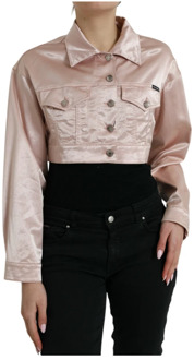 Dolce & Gabbana Roze Cropped Denim Jacket Dolce & Gabbana , Pink , Dames - XS
