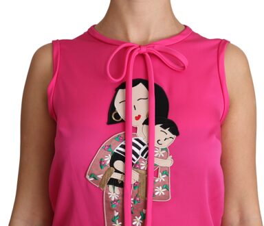 Dolce & Gabbana Roze Familie Zijde Tank Mama Blouse Top Shirt - maat Veelkleurig
