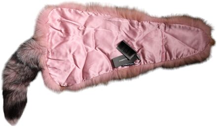Dolce & Gabbana Roze Frost Vos Fleece Halswarmer Winter Sjaal