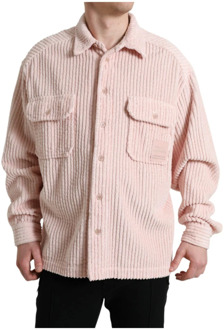 Dolce & Gabbana Roze Geknoopte Kraag Shirt Sweater Dolce & Gabbana , Pink , Heren - L