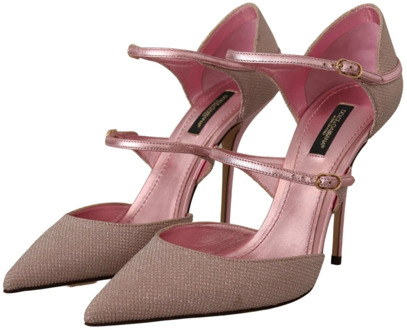 Dolce & Gabbana Roze Glitter Strappy Sandalen Dolce & Gabbana , Pink , Dames - 39 EU