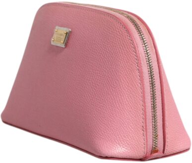 Dolce & Gabbana Roze Leren DG Logo Ritssluiting Handtas Portemonnee Pouch - maat