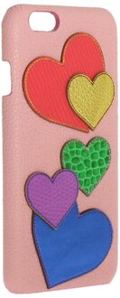 Dolce & Gabbana Roze Leren Hart Telefoonhoes Veelkleurig