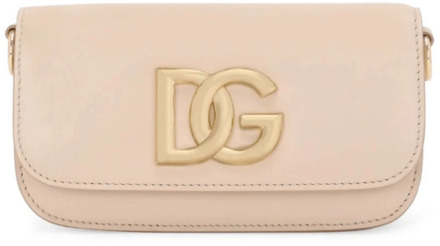 Dolce & Gabbana Roze Leren Schoudertas met Goudkleurige Hardware Dolce & Gabbana , Pink , Dames - ONE Size