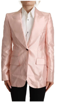 Dolce & Gabbana Roze Satijnen Blazer Jas Dolce & Gabbana , Pink , Dames - 3XS