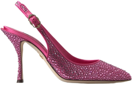 Dolce & Gabbana Roze Slingback Pumps met Kristallen Dolce & Gabbana , Pink , Dames - 36 1/2 Eu,36 Eu,35 1/2 Eu,38 Eu,37 1/2 EU