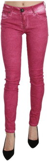 Dolce & Gabbana Roze Velvet Mid Waist Skinny Broek Dolce & Gabbana , Pink , Dames - W29,W28,W26,W31,W27,W30