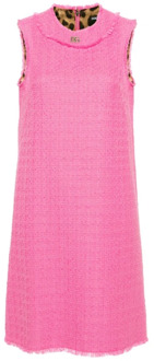 Dolce & Gabbana Roze Wolblend Tweed Jurk Dolce & Gabbana , Pink , Dames - S