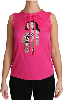 Dolce & Gabbana Roze Zijden Tank Mama Blouse Dolce & Gabbana , Pink , Dames - L,M,S,Xs,2Xs