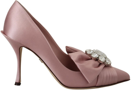 Dolce & Gabbana Roze Zijden Transparante Kristal Pumps Dolce & Gabbana , Pink , Dames - 38 EU