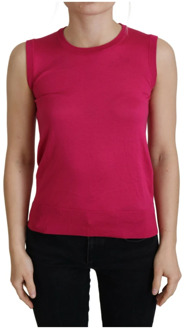 Dolce & Gabbana Roze Zijden Vest Pullover Crewneck Tank Top Dolce & Gabbana , Pink , Dames - L,S,3Xs